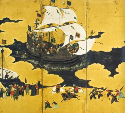 myrmekochoria - Kanō Naizen (1570–1616), Przybycie "obcych" statków do wybrzeży Japon...