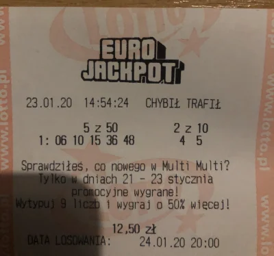 cr_7 - Dziś kolejne losowanie EuroJackpot,tym razem do wygrania 290.000.000zł
Jeśli u...