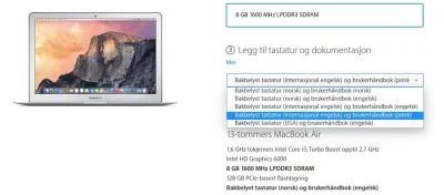 zaporylie - Kupując MacBook-a na store.apple.com/no możemy wybrać wersję z międzynaro...