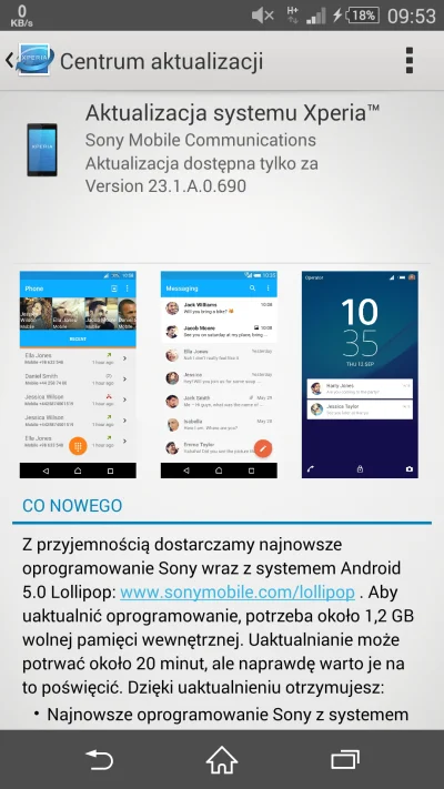 klik - juz jest aktualizacja do lizaka na #xperia #z2