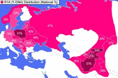 A.....k - Ciekawostka: mapka przedstawiająca częstotliwość występowania haplogrupy R1...