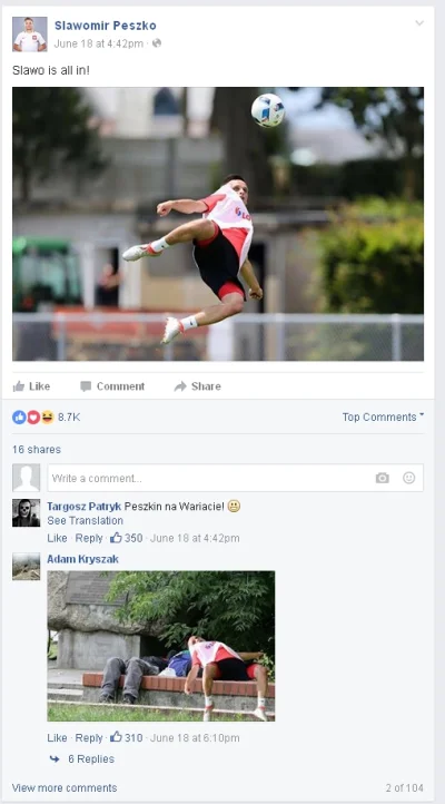 knk - Komentarze na profilu Peszki to kopalnia beki
#pilkanozna #euro2016 #mecz #heh...