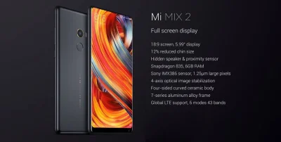 support - Przecena na smartfon Xiaomi Mi MIX 2, 6/64GB, ceramiczna obudowa, wersja gl...