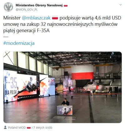 tombeczka - Tego jeszcze nie grali! Błaszczak sam ze sobą podpisuje umowę na F-35.

...