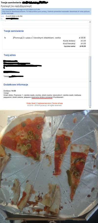 miecz_pultorarenczny - Mirki nie wierze XD 

Zamowilem sobie dwie pizze z trzema do...