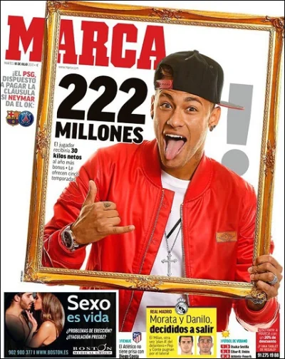 BiggieSmalls - W Hiszpanii praktycznie wszystkie gazety zgodne, PSG wyłoży 222 MLN za...