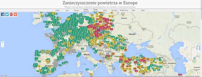 ruchliwy - Przeglądam sobie mapę zanieczyszczenia powietrza w europie i kłuje mnie w ...