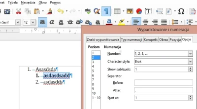 PoczmistrzzTczewa - @Keffiro: W Wypunktowanie i numeracja → Opcje ustaw dla poziomu 2...