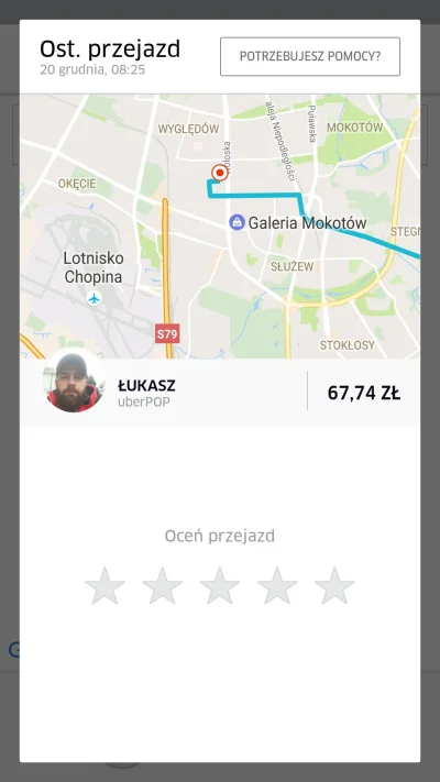 jedzgruszki - Poranny Uber w Warszawie - 7 kilometrów za 67 PLN. Deal roku, #!$%@? :)