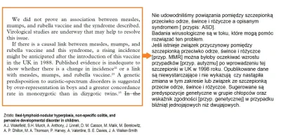 Szczepienie - > "badania" Wakefielda zapoczątkowały pogląd iż szczepionki powodują au...
