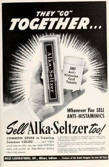 Praktisch - Czysta klasyka - Alka-Seltzer. Sprzedawana w latach 50. do leków antyhist...