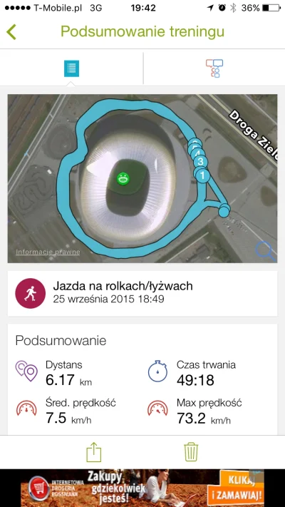 Brylant - 11243,7 - 6,2= 11237,5
Prędkość maks. robi wrażenie
#rolkomaraton