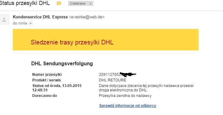 dhl #kurier #niemcy Dostałem od: Kundenservice... - maks112 - Wykop.pl