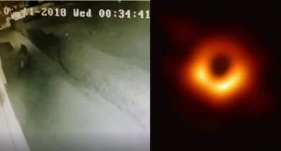 2906518 - Po prawej stronie zdjęcie czarnej dziury zrobione z odległości 55 milionów ...