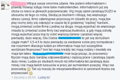 S.....l - Dyskusja w lokalnej grupie na fb "praca it w xxx" na temat jednego ogłoszen...