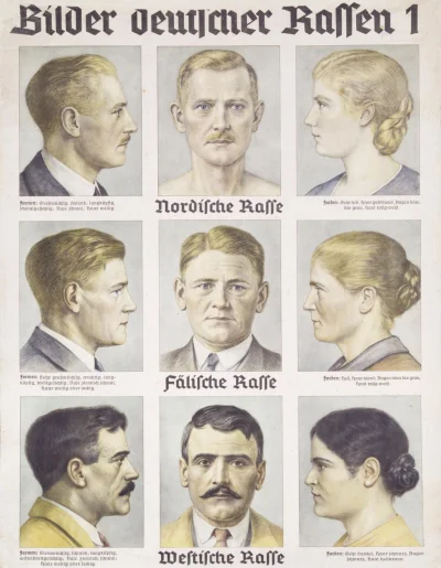 vtgti - @vtgti: Rasy Niemców. Plakat z nazistowskich Niemiec pokazujący 6 typów rasow...