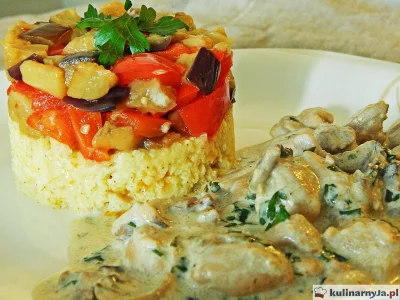 revvers - @revvers: Kurczak w sosie pieczarkowym z kaszą jaglaną i ratatuj z bakłażan...
