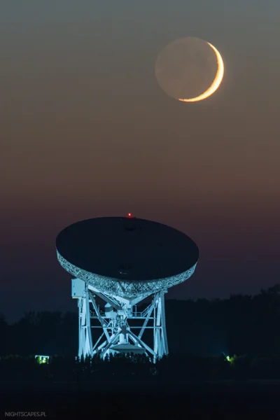 Nightscapes_pl - 5/100 Dzisiejszy wschód Księżyca nad radioteleskopem w podtorunskich...