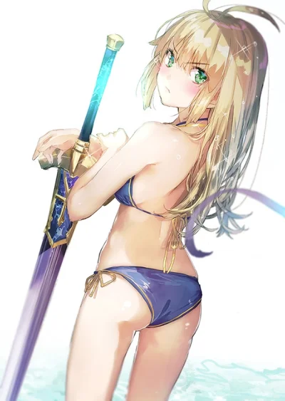 Pewpewpew - #randomanimeshit #fate #fatestaynight #fategrandorder #saber #swimsuit #g...