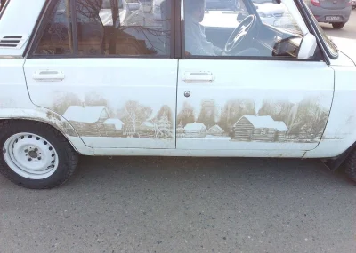 get_connected - rosyjska wioska namalowana na brudnym samochodzie
#rosja #sztuka #st...