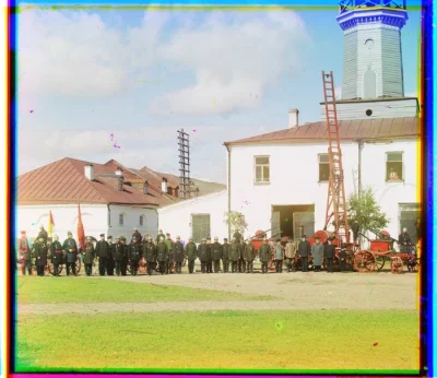 wariag - "Gdzieś w mordobijskim powiecie..." - pożarnaja kamanda, ok 1910 #retrofotor...