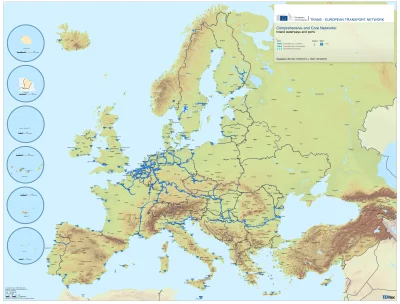 nikifor - Europejskie korytarze transportowe - śródlądowe drogi wodne - istniejące, r...