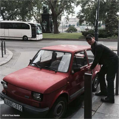 Wilier - rzadkie zdjęcie Toma Hanksa wsiadającego do swojego malucha
#tomhanks #fiat...