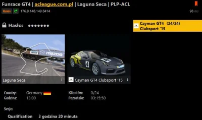 ACLeague - GT4 FUNRACE
Data wyścigu - 29.11.2018 - Czwartek

Harmonogram imprezy:
...