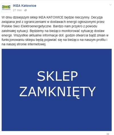 Janocha - Dzisiaj #Ikea #Katowice również nie będzie czynna.
https://www.facebook.co...