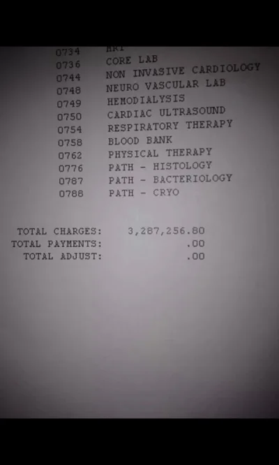 totek - Taki tam znaleziony na reddicie rachunek za leczenie pacjentki z białaczką w ...