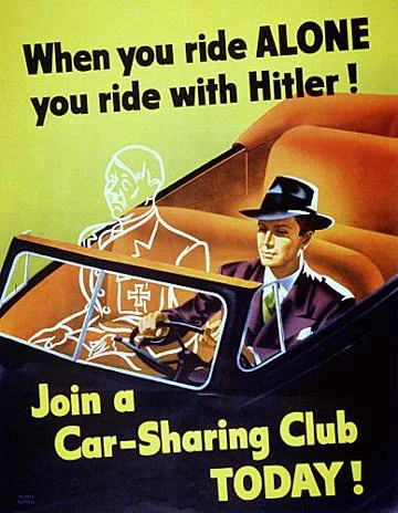MasterYoda - #plakaty #hitler
 A poster used to promote carpooling as a way to ration...