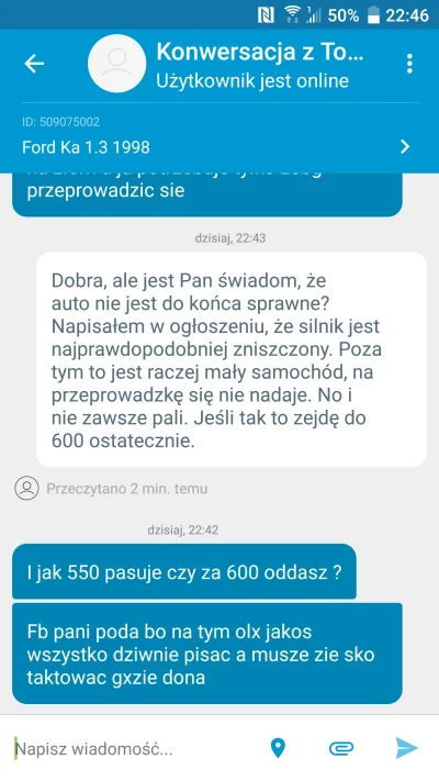 Szarlej47 - #samochody #patologiazewsi #olx
Sprzedaję niesprawny samochód, ale mam kl...