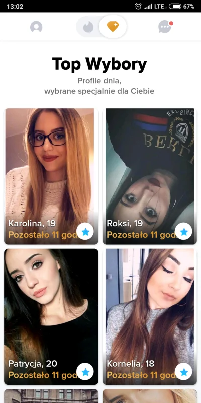 RedBulik - O, jak fajnie. #tinder dodał zakładkę "Dziewczyny, które na Ciebie nie spo...