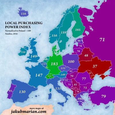 lukaszkomosa - Tak wygląda wartość pensji w Europie, w porównaniu do Polski.