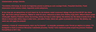 StaryWilk - Oświadczenie Jurka Owsiaka: