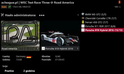 ACLeague - Już dzisiaj 3 wyścig testowy oto bieżąca lista startowa:

Road America -...