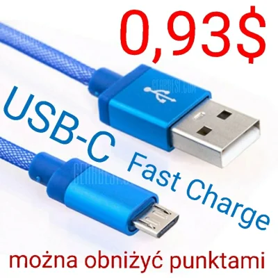 sebekss - Tylko 0,93$ [z punktami 0,67$❗] za kabel Gocomma USB Type-C 1m Fast Charge ...