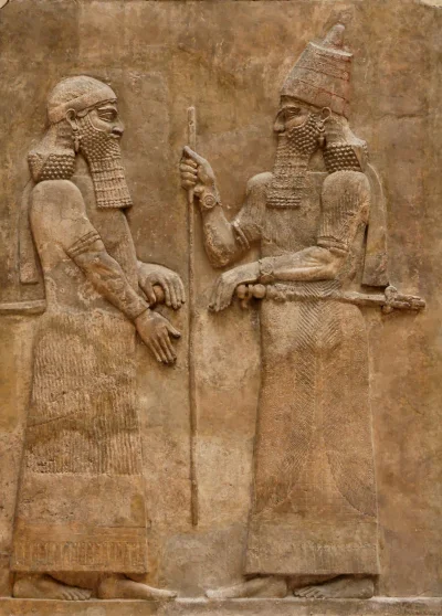 myrmekochoria - Król Sargon II (po prawej stronie) wraz z następcą tronu Sennacherybe...