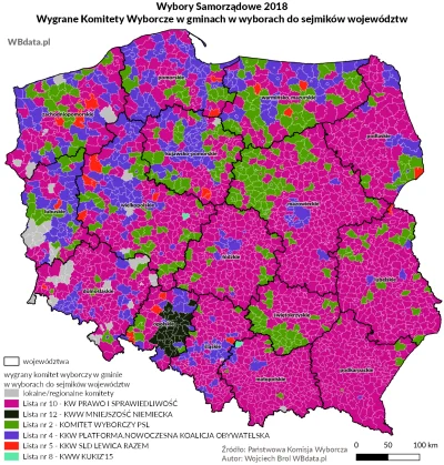 swietlowka - Wybory do sejmików 2018r. - zwycięskie partie na poziomie gmin
#mapy #w...