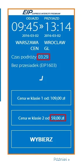 Cody3223 - @uniQuee: Z wyprzedzeniem 59zł, niektóre połączenia dochodzą do 3:29.
Pis...