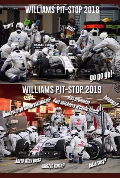 BojeSieOZdrowie - W przyszłom roku w pitstopie Williamsa 

#kubica #f1 #heheszki #wru...