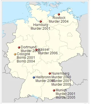 w.....a - Mapa zamachów przeprowadzonych przez neonazistów z NSU