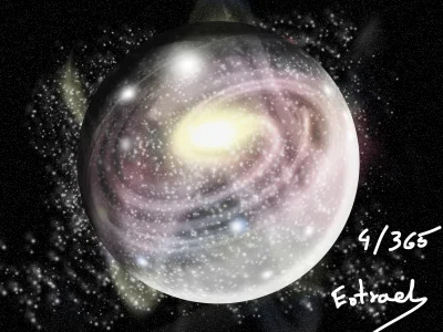 Ertrael - 4/365 kula z dodatkami. To ma być szklana kulka położona na rysunek galakty...