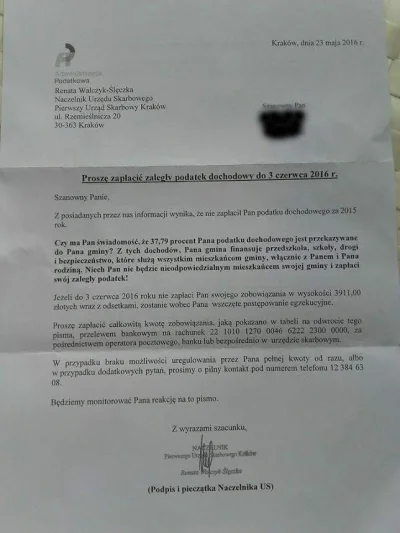 akwajuk21 - Mireczki, funfel odebrał dziś jakieś pismo, że za rok 2015 ma do zapłaty ...