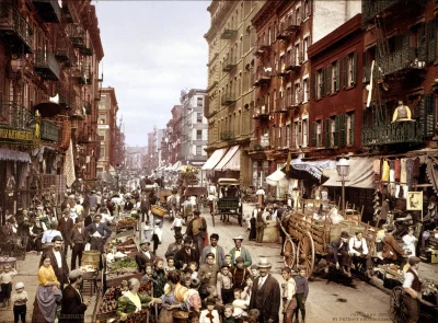 Zdejm_Kapelusz - Włoscy imigranci na Lower East Side, Mulberry Street, Nowy Jork, oko...