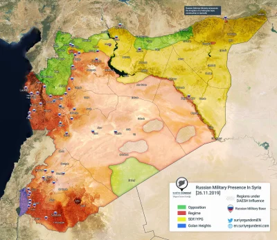 K.....e - Najnowsza mapa Syrii.
26 Listopada 2019.

Na mapie są zaznaczone Rosyjsk...