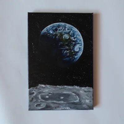 anonimowa - Ziemia z Księżyca :>
Wymiar 20x30 cm, malowane na płótnie

#nataliamal...
