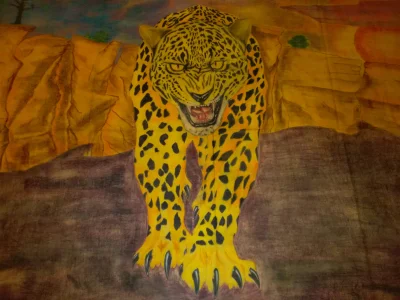 aldi7x - Takiego leoparda namalowałem sobie kredkami w 93 po wyjściu z wojska, 157x18...