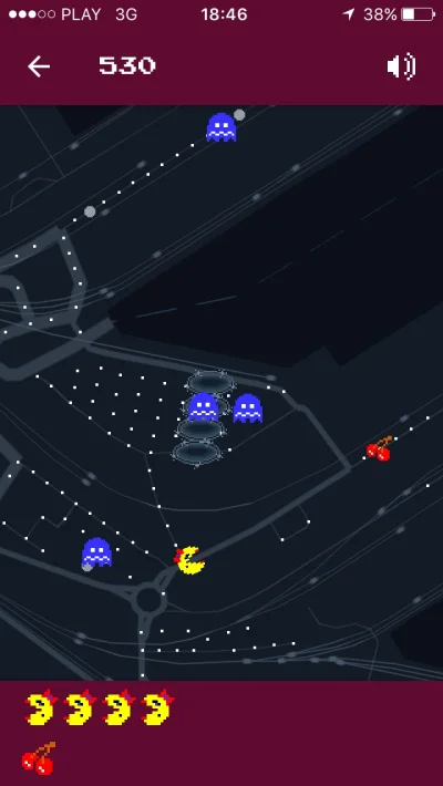 ecco - Pac man w Google Maps ( ͡º ͜ʖ͡º) #google #googlemaps #pacman #primaprilis #gry