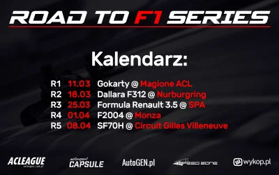 ACLeague - ROAD TO F1 SERIES

Śladami Roberta Kubicy...

Kalendarz oraz garść szc...